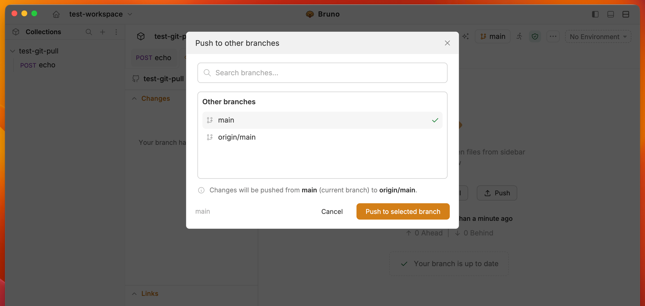 Push to other branches