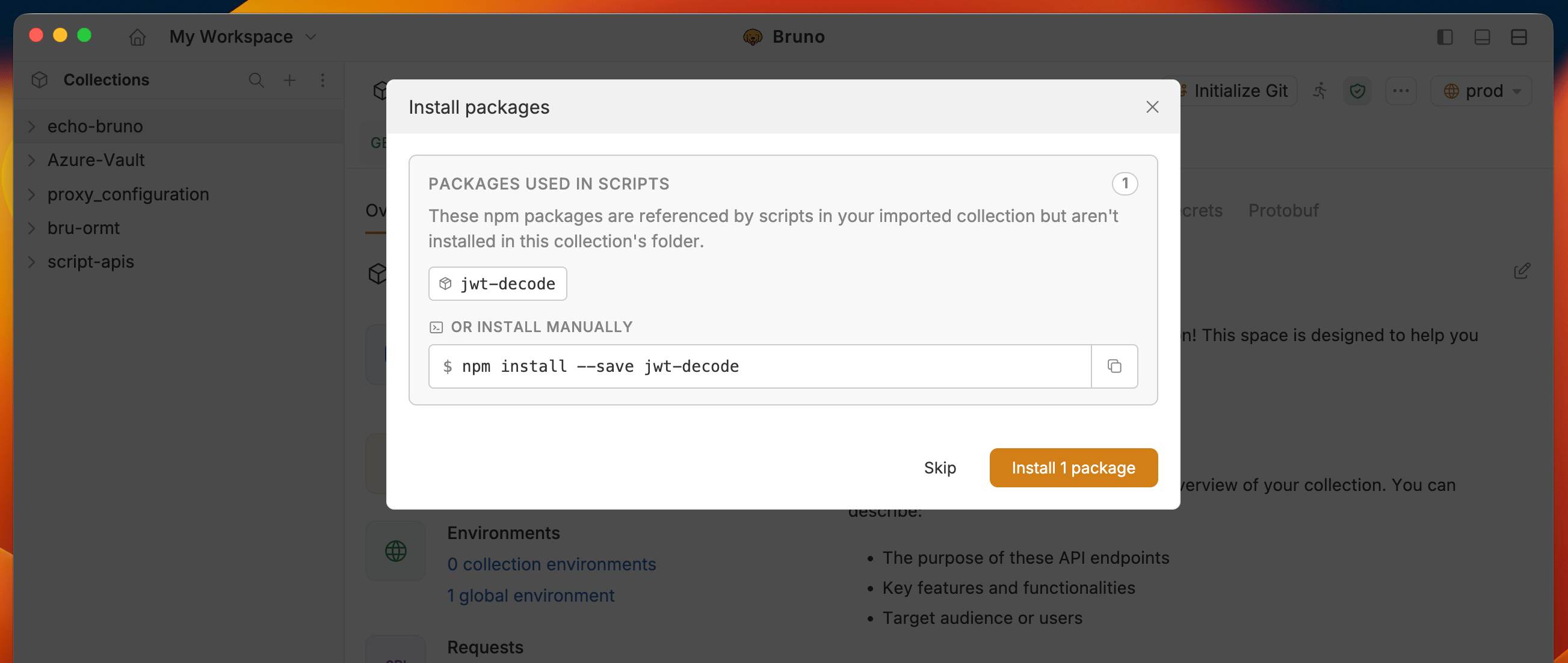 Install packages dialog