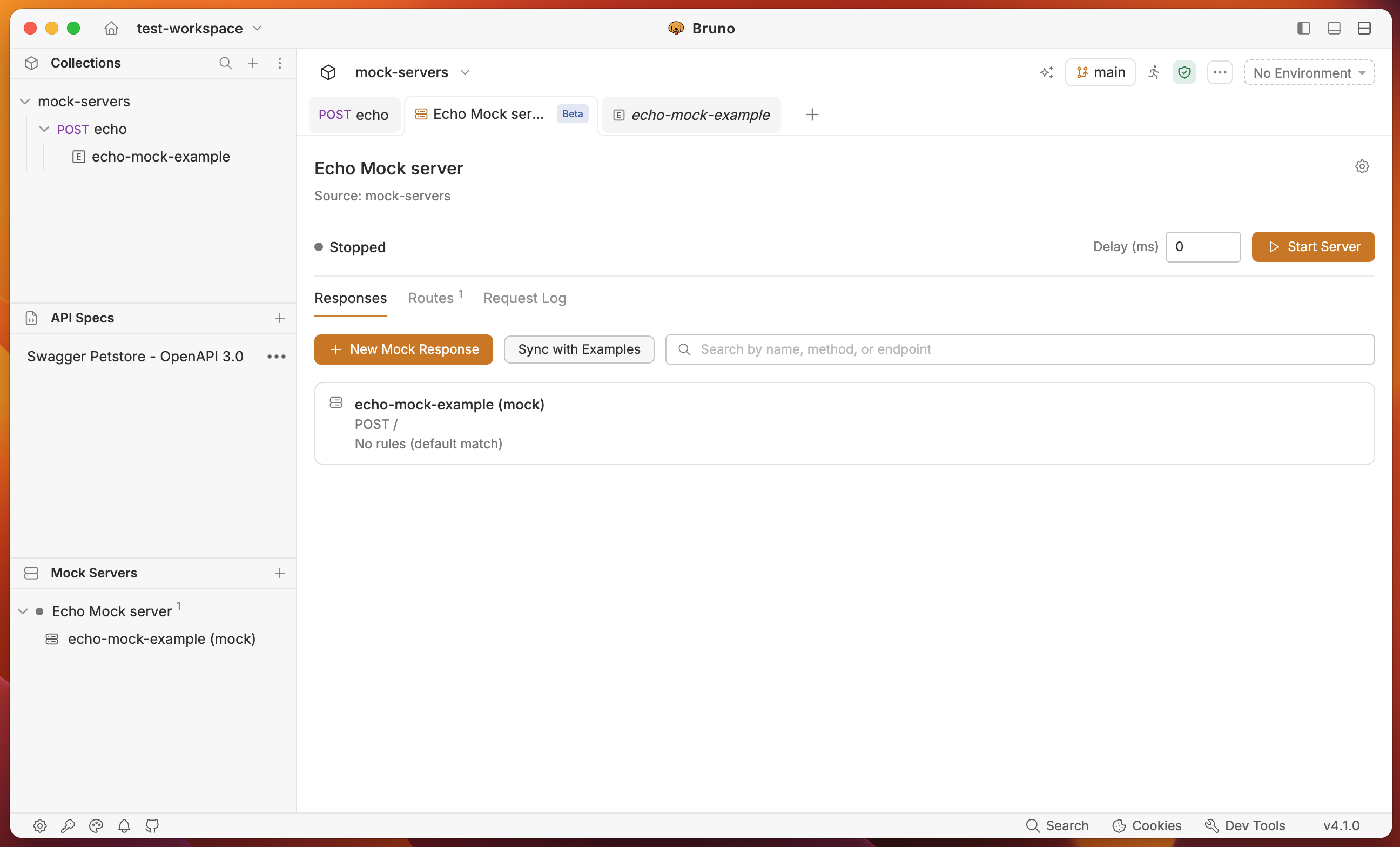 Responses tab after syncing with collection examples