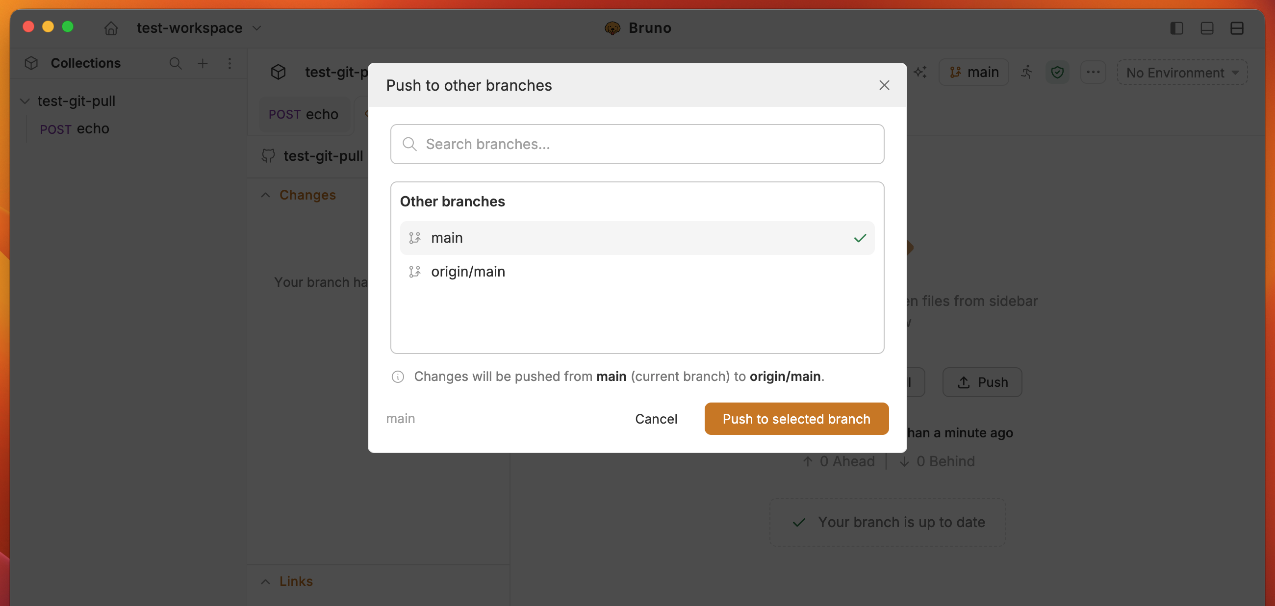 Push to other branches