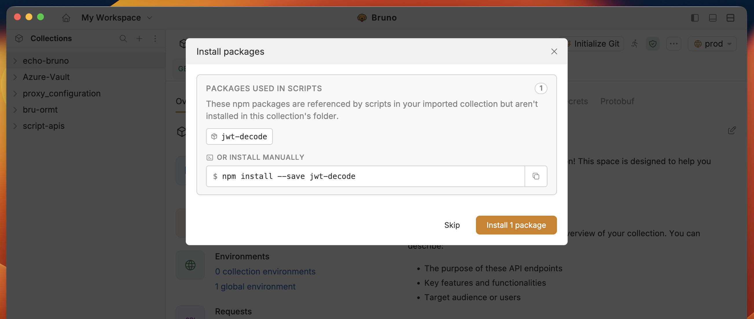 Install packages dialog