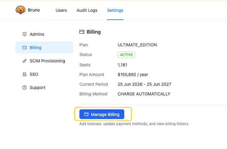 Manage billing