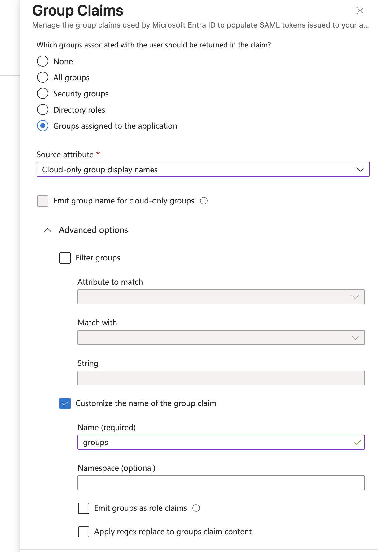 Configure group claim in Entra ID