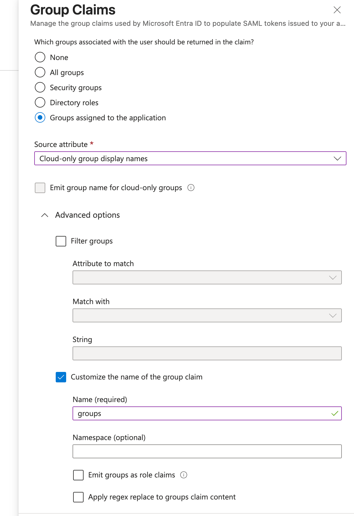 Configure group claim in Entra ID