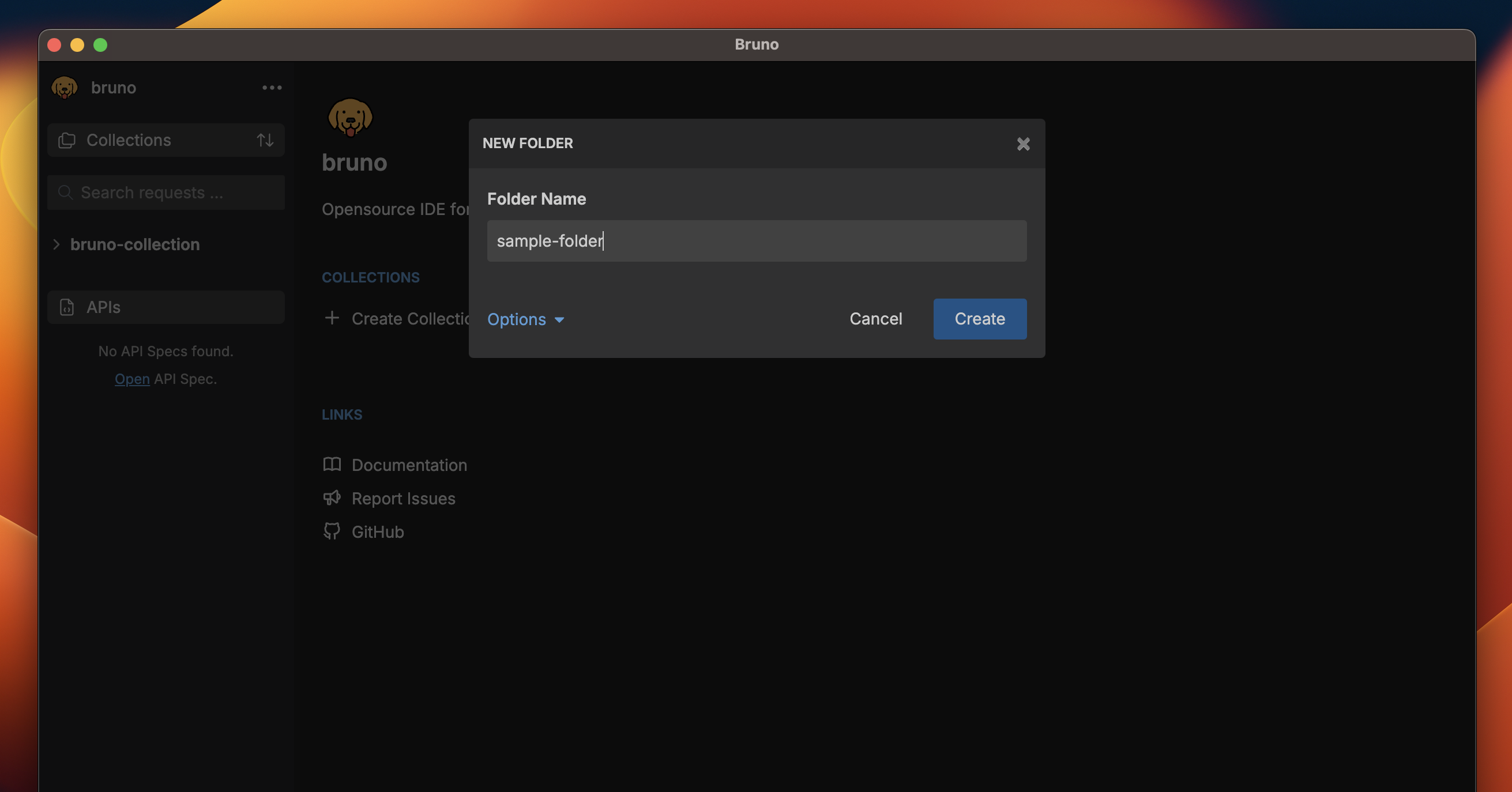 new folder dialog