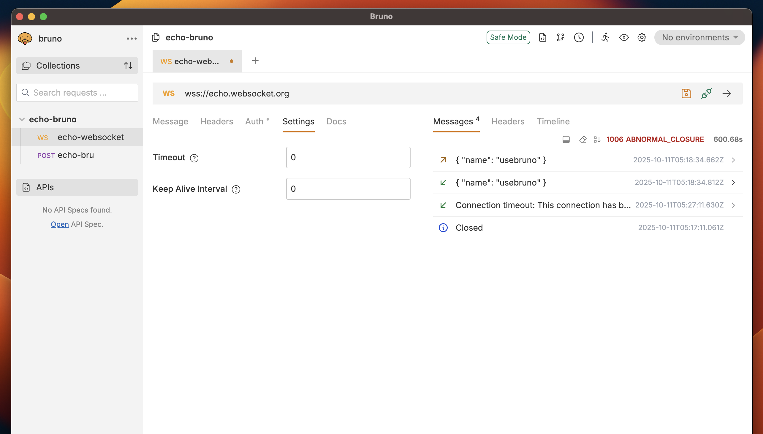 WebSocket Settings