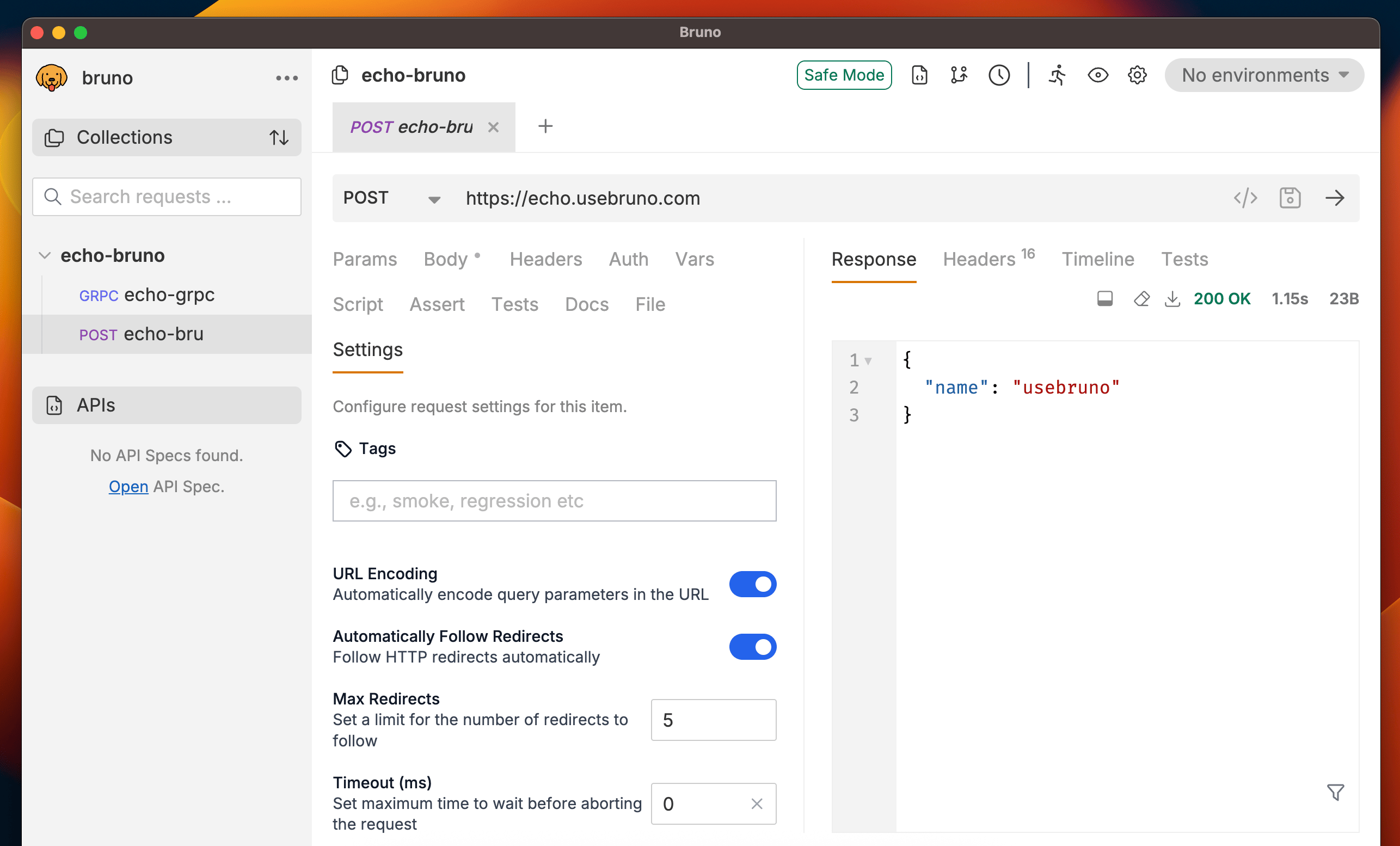 Request Settings Tab