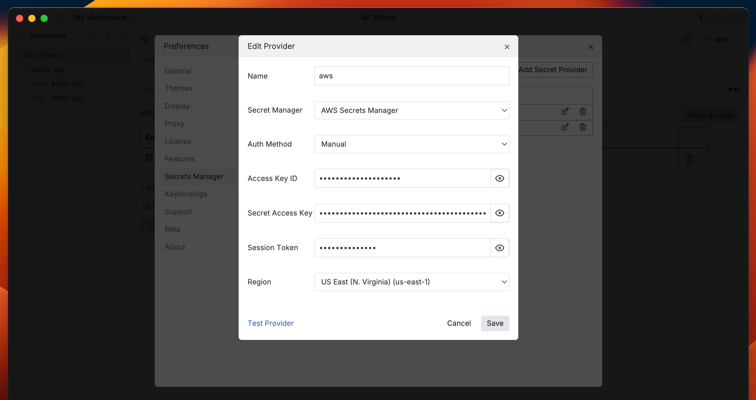 Configure AWS Secrets