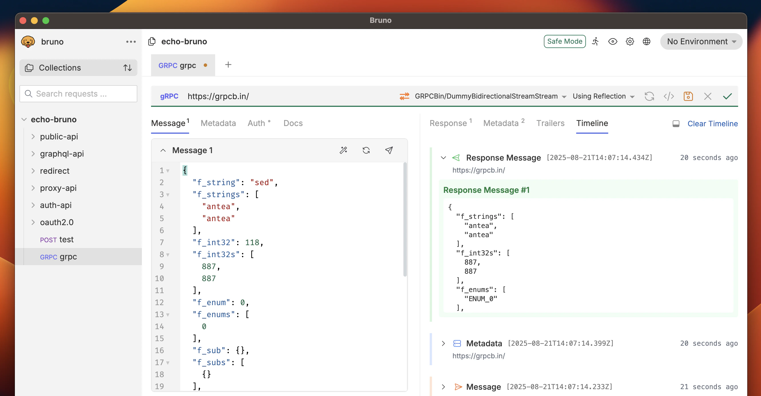 gRPC Response Timeline