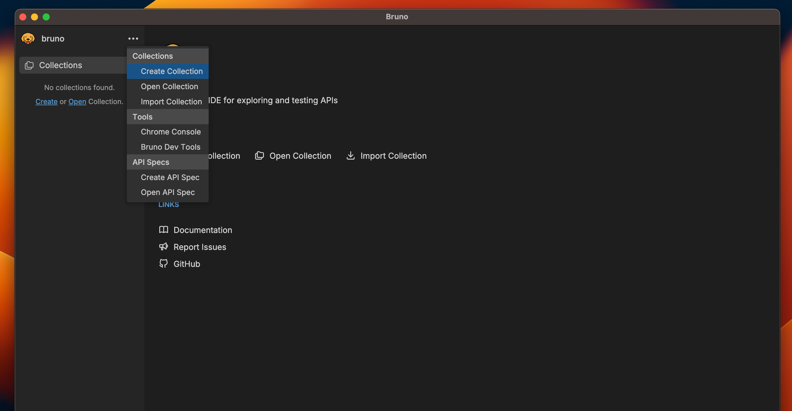 create collection dialog