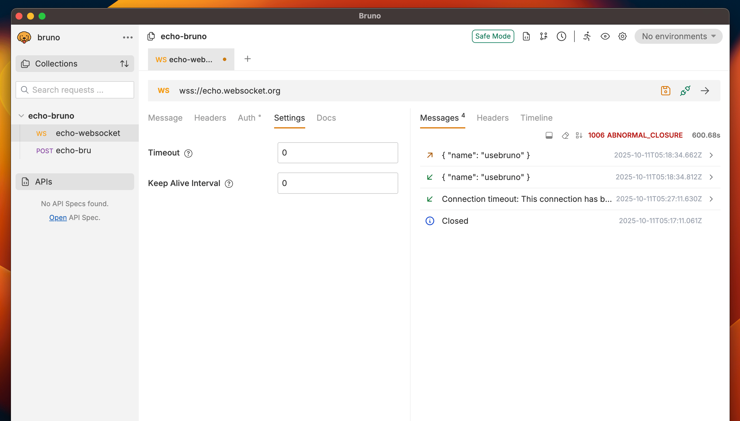 WebSocket Settings