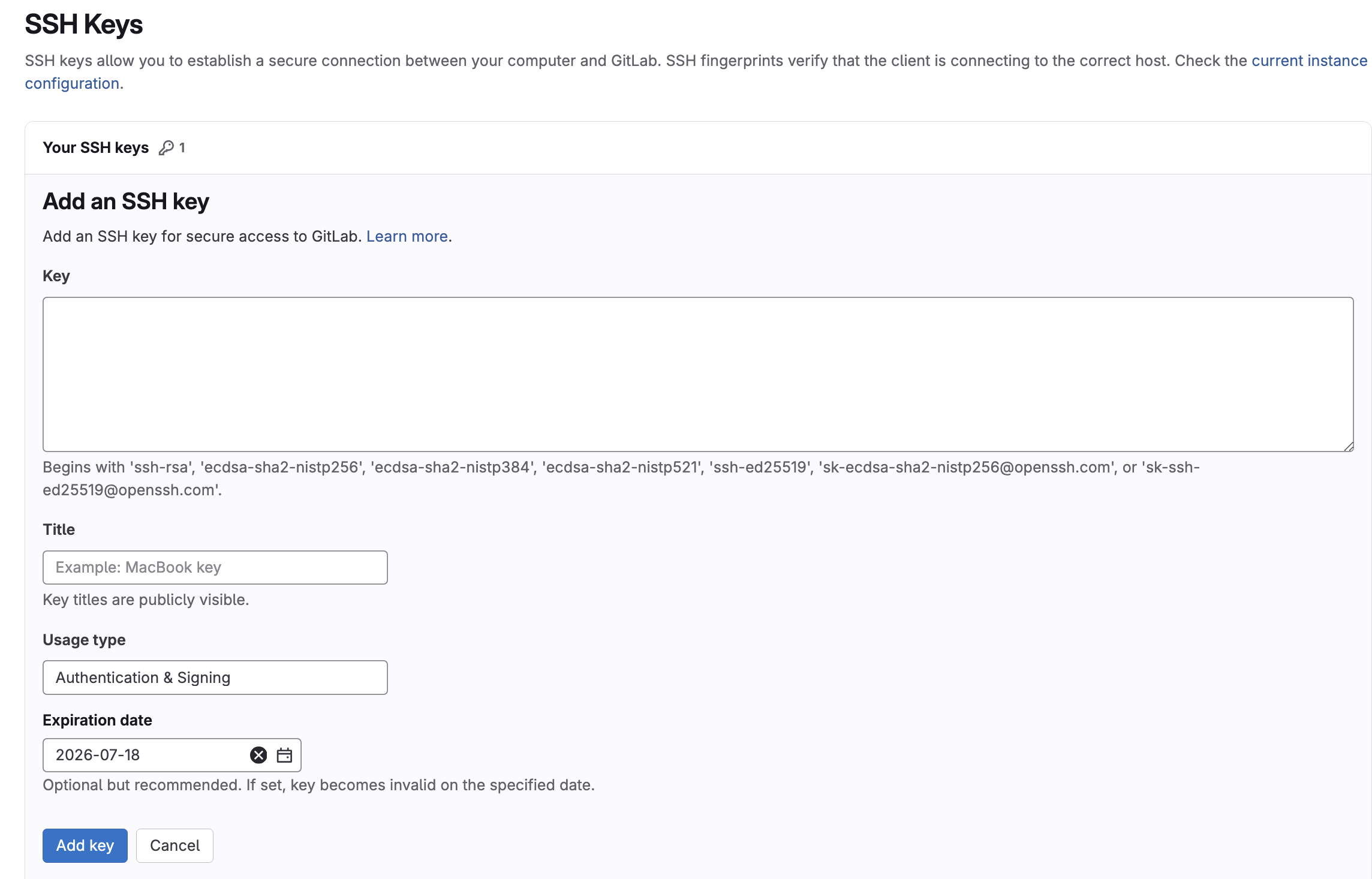 gitlab-add-ssh-key