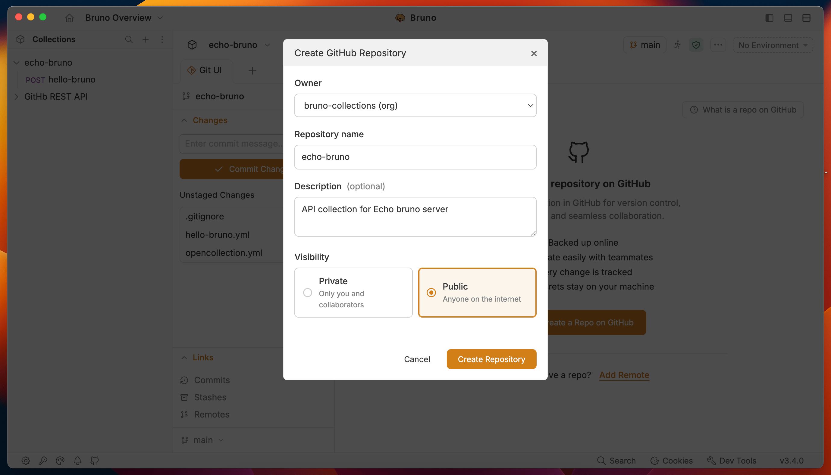 Create Repository Dialog