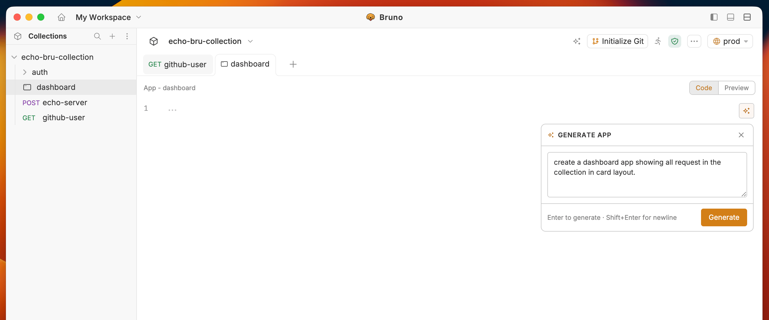 AI prompt popup in the collection App editor