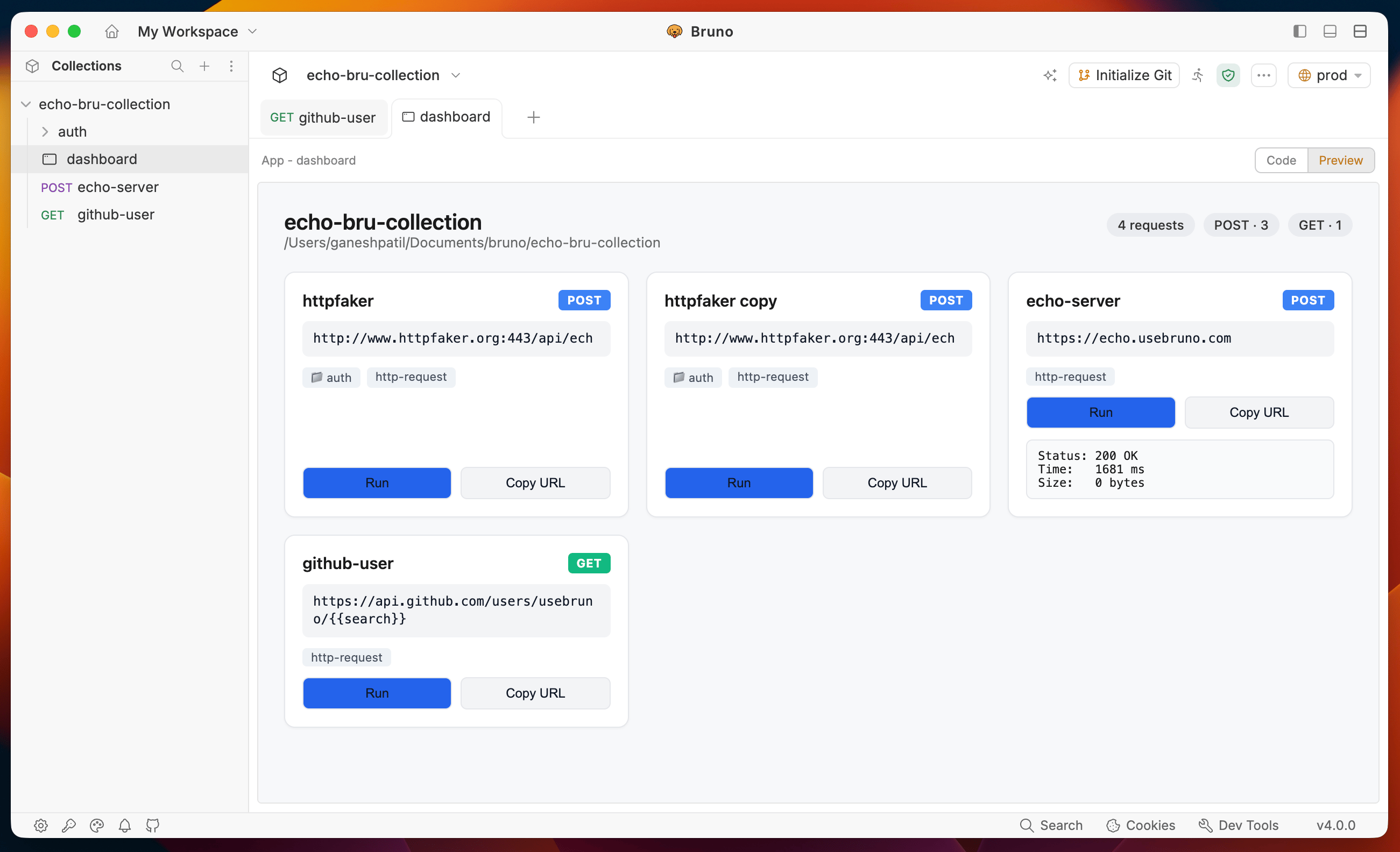 AI-generated collection dashboard rendered in the App preview
