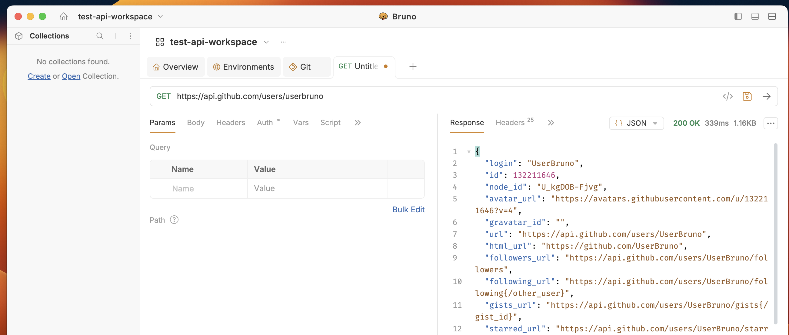 Request tab after creating from home