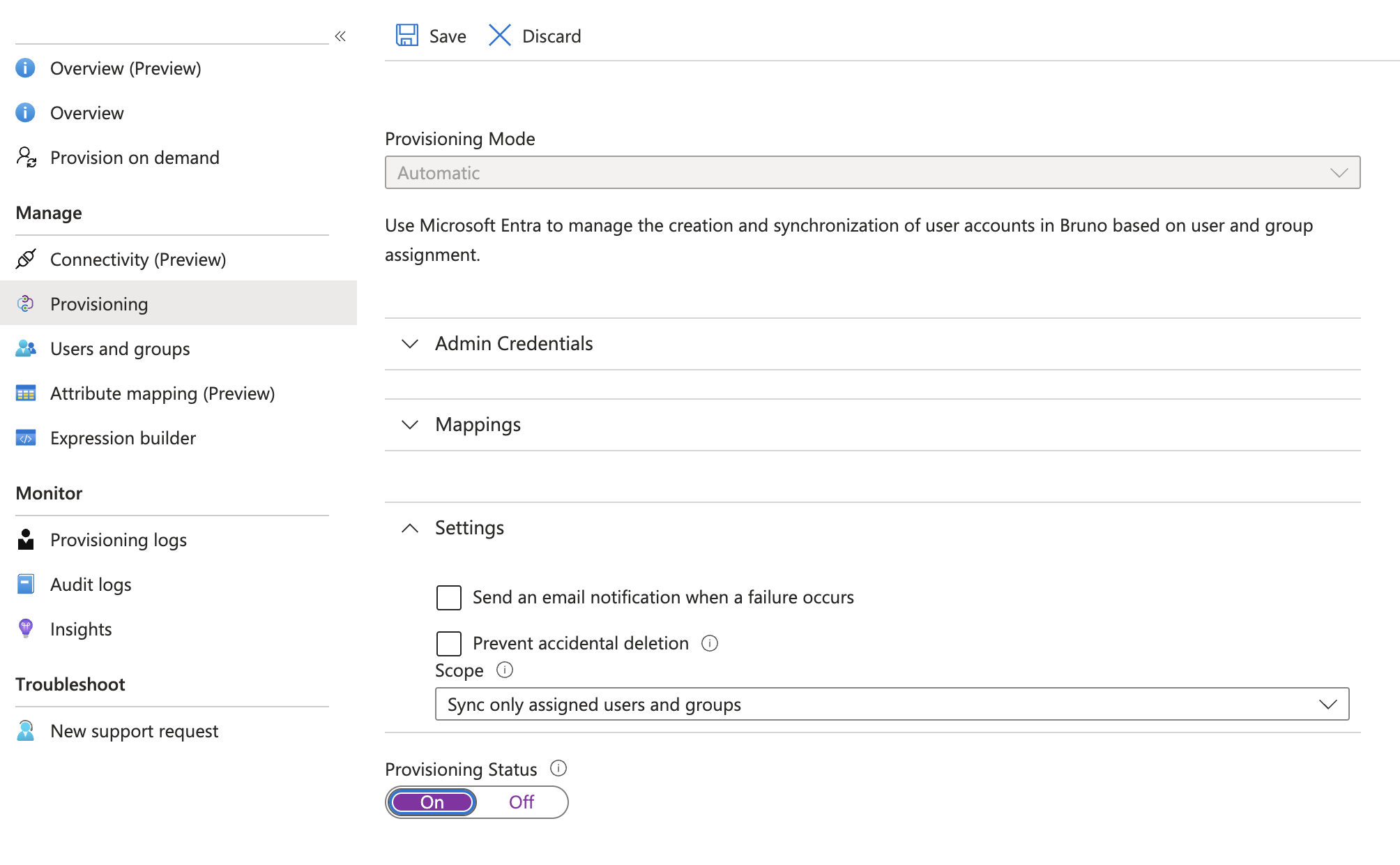 Enable provisioning