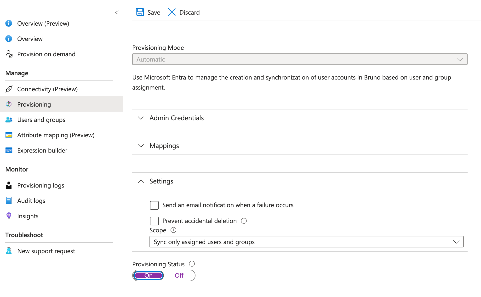 Enable provisioning