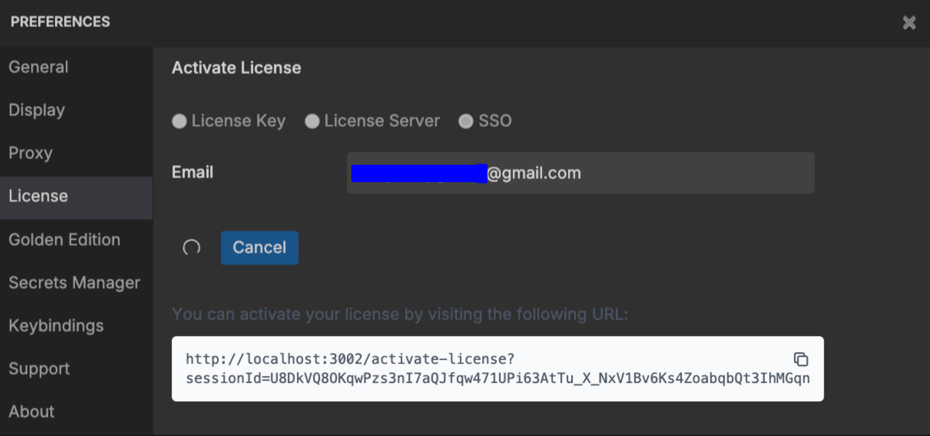 Select SSO and enter work email