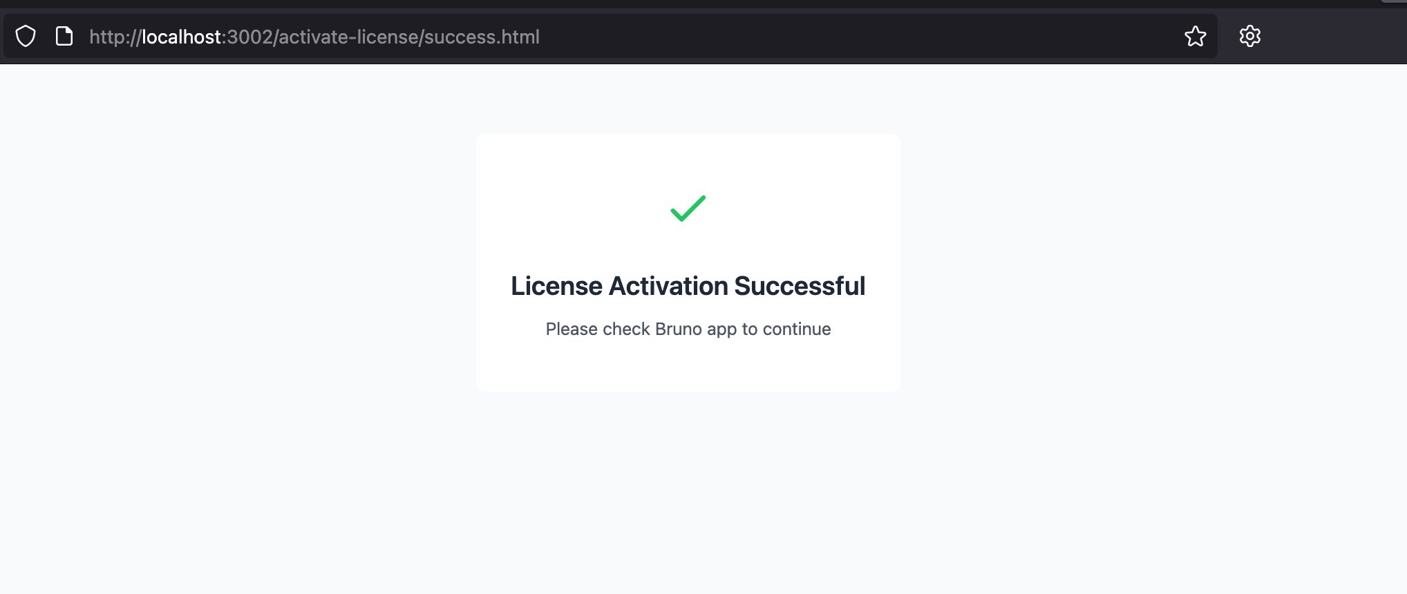 Successful license activation confirmation