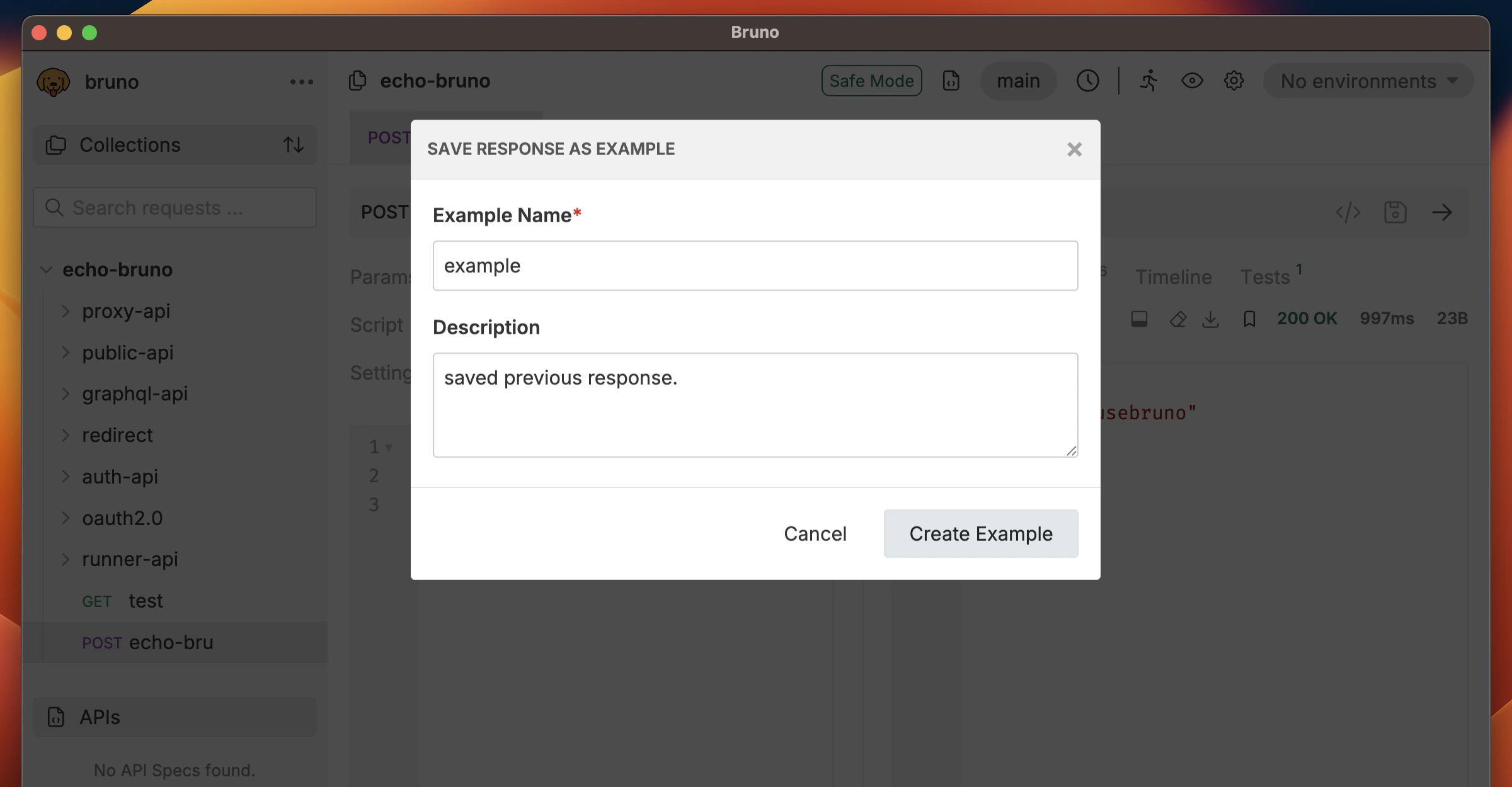 Save Response Dialog