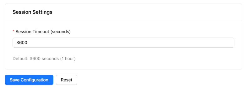 Configure session timeout in Bruno License Portal