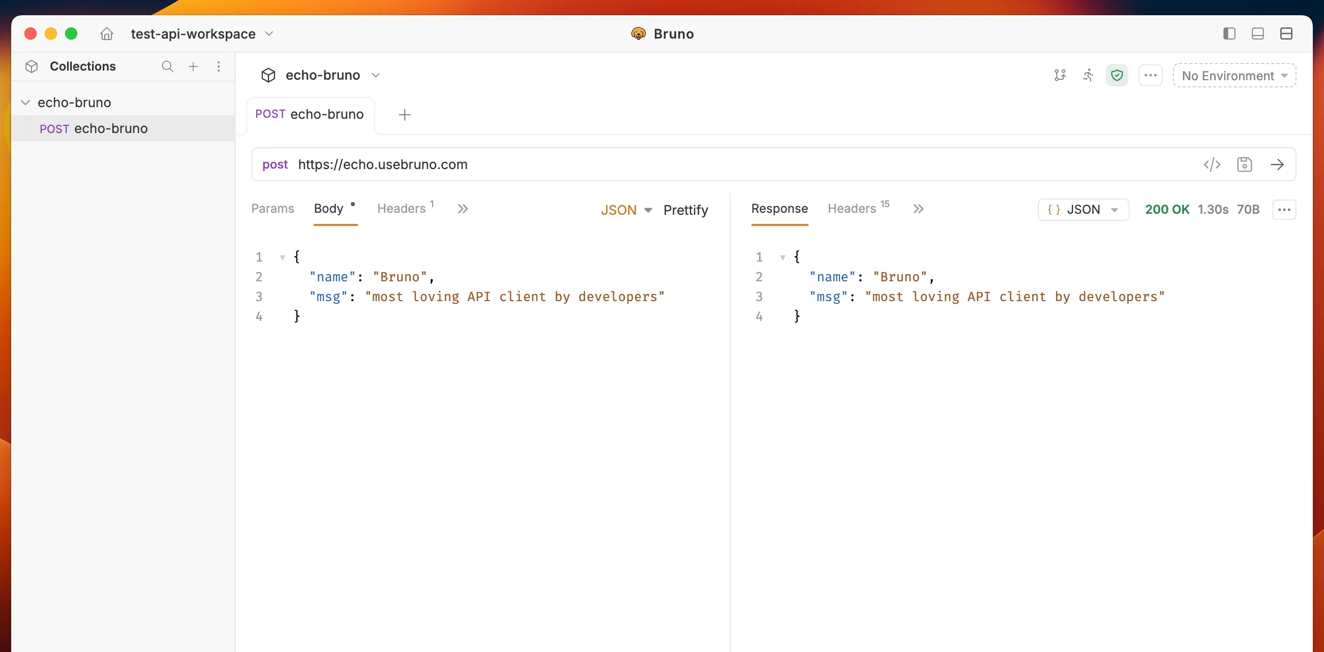 Request after importing from cURL