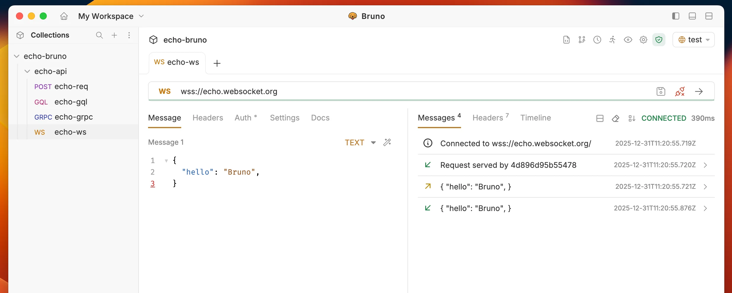 Send WebSocket Request