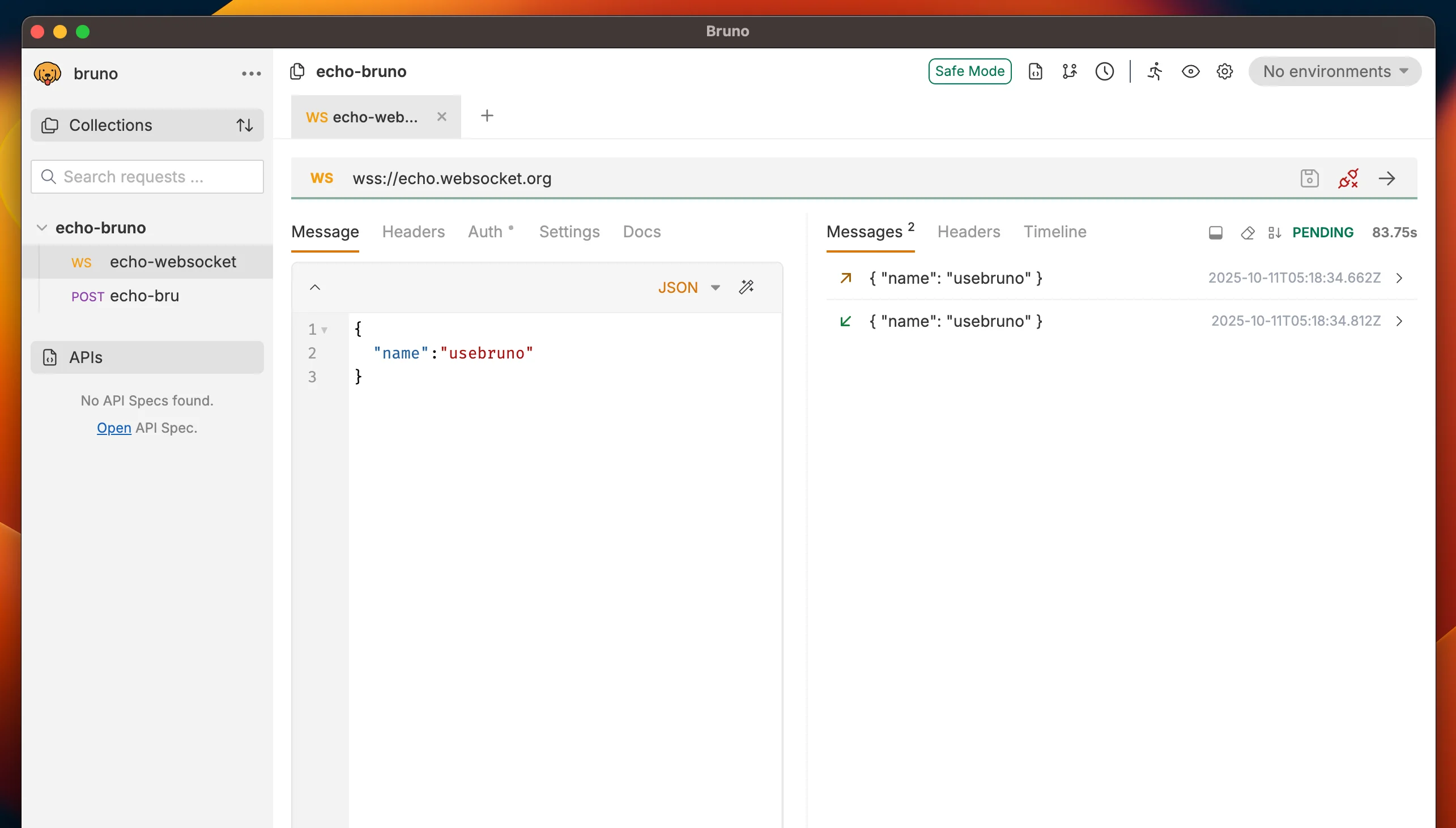 Send WebSocket Request