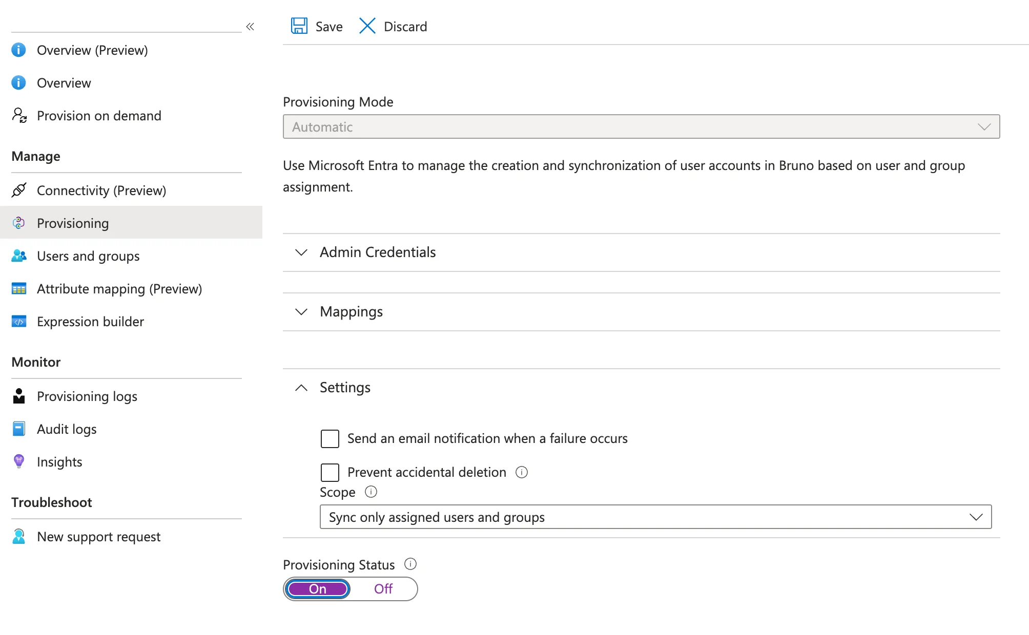 Enable provisioning