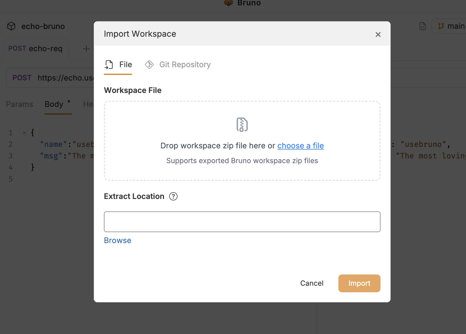 Import Workspace from ZIP