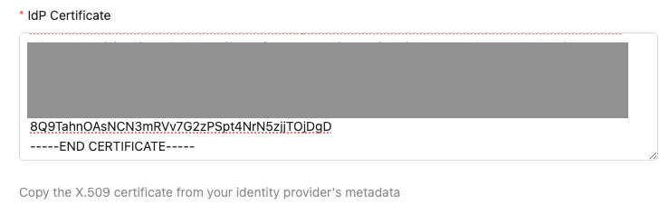 Paste SAML certificate into Bruno SSO settings