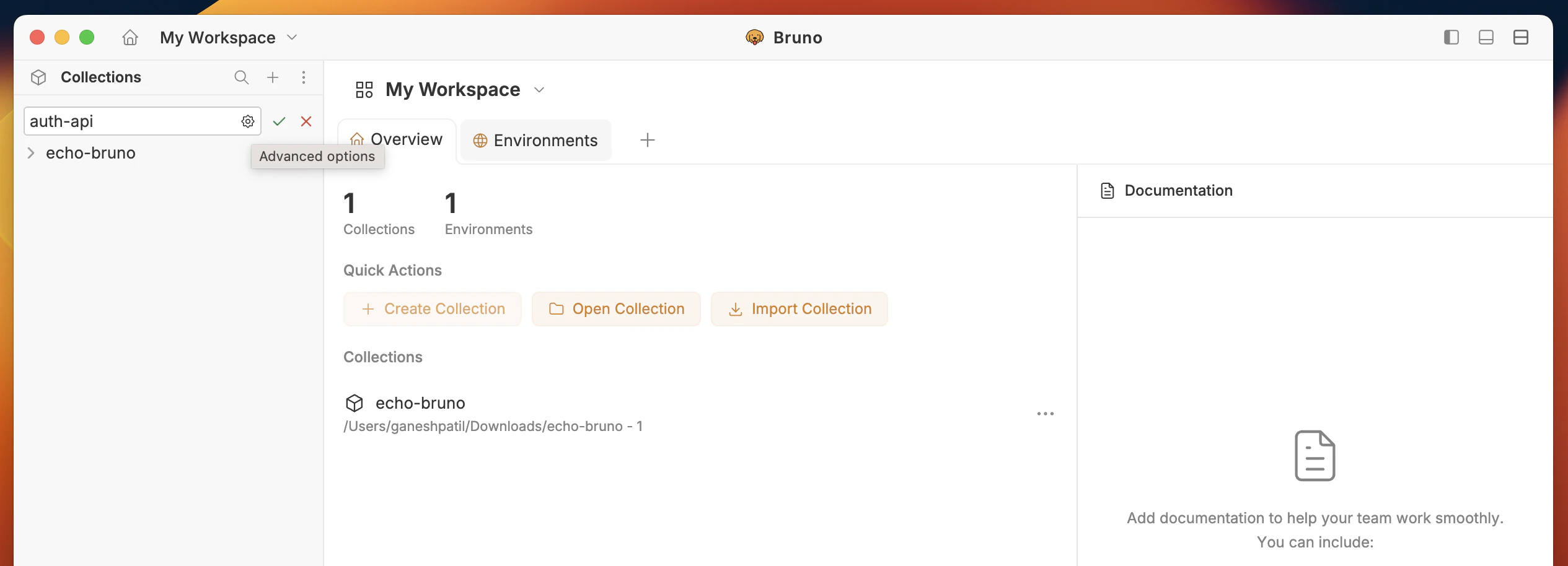 Advanced options – choose location