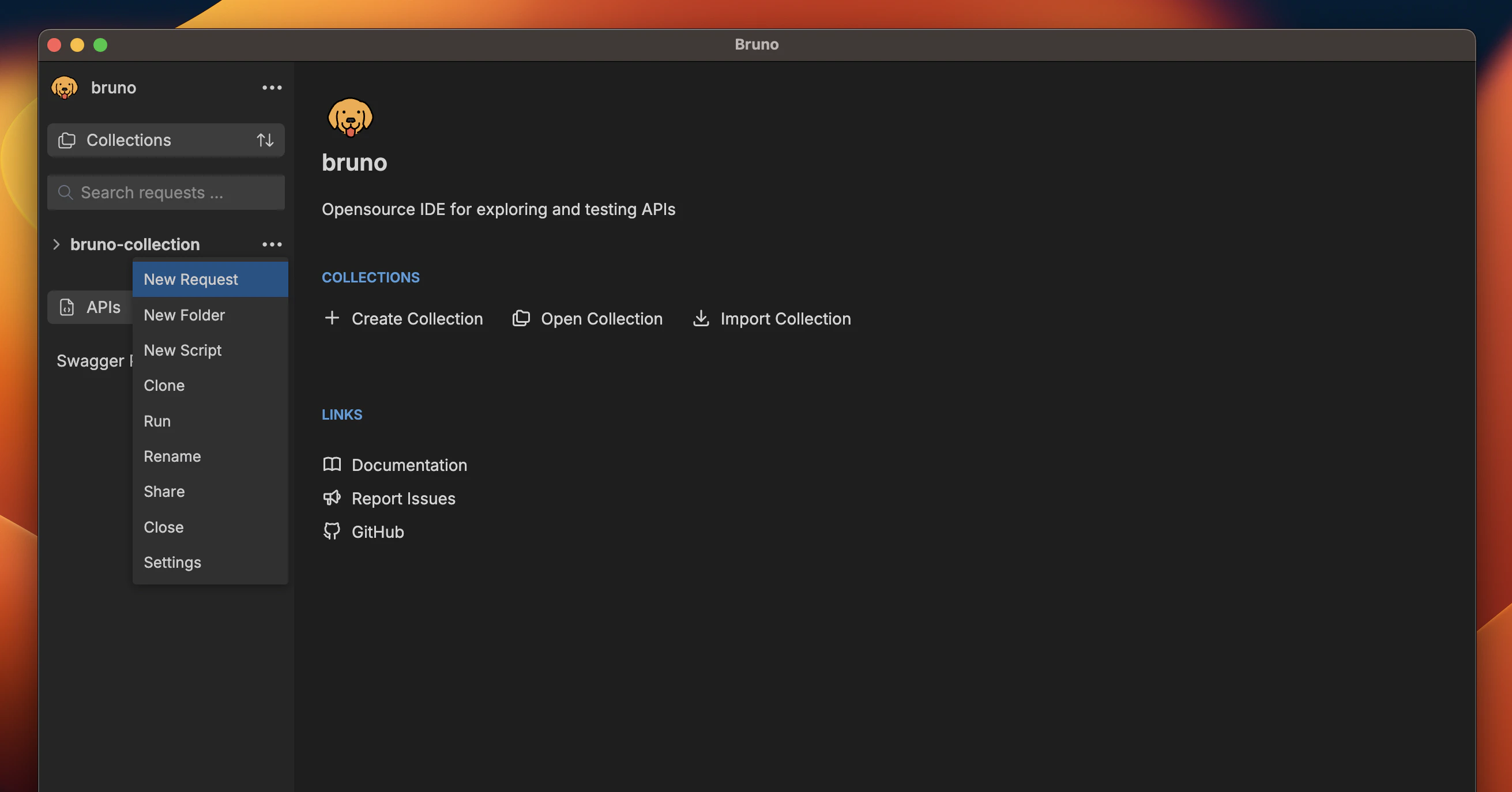 create request dialog