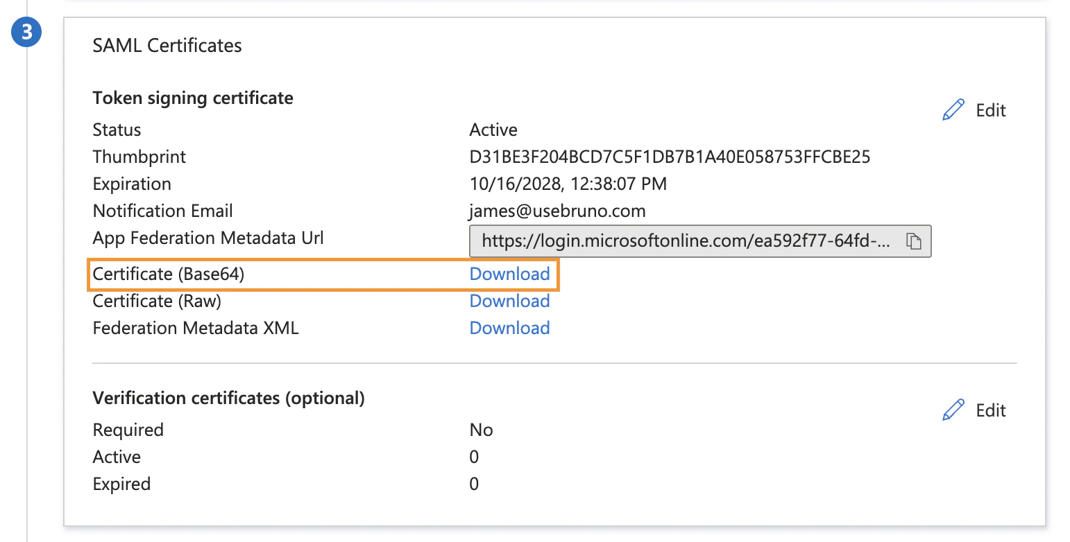 Download SAML certificate from Entra ID