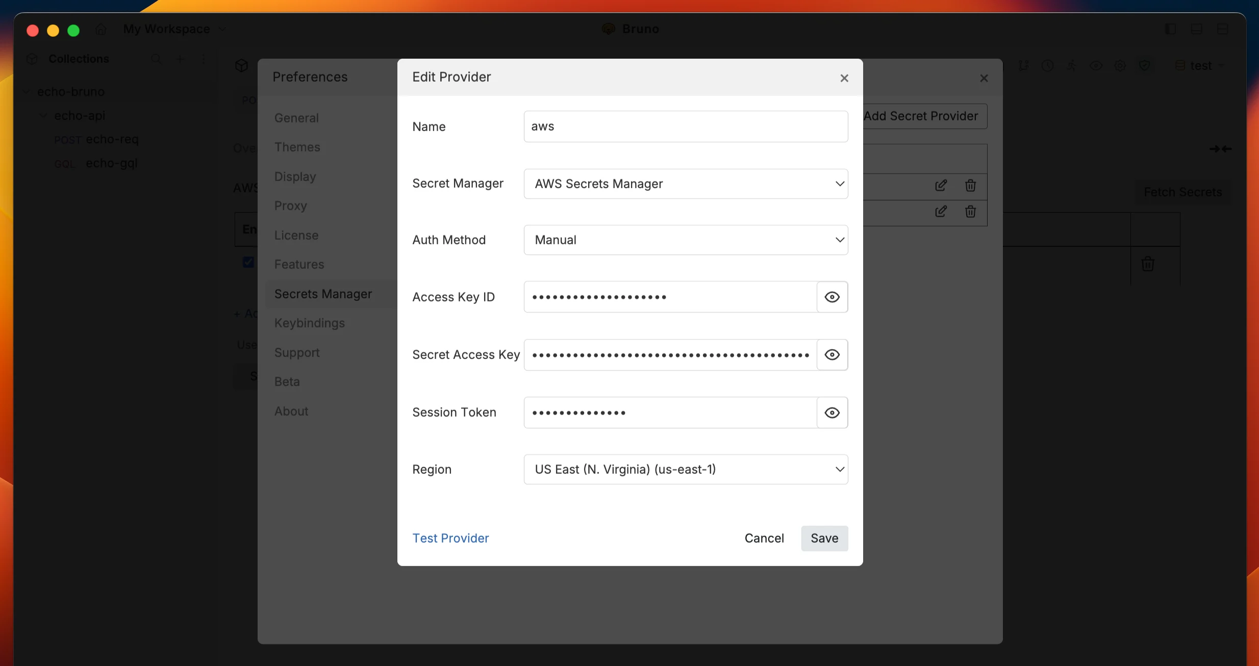 Configure AWS Secrets