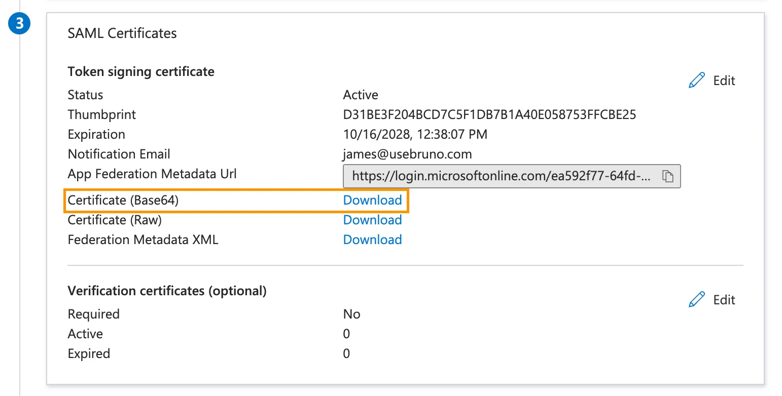 Download SAML certificate from Entra ID