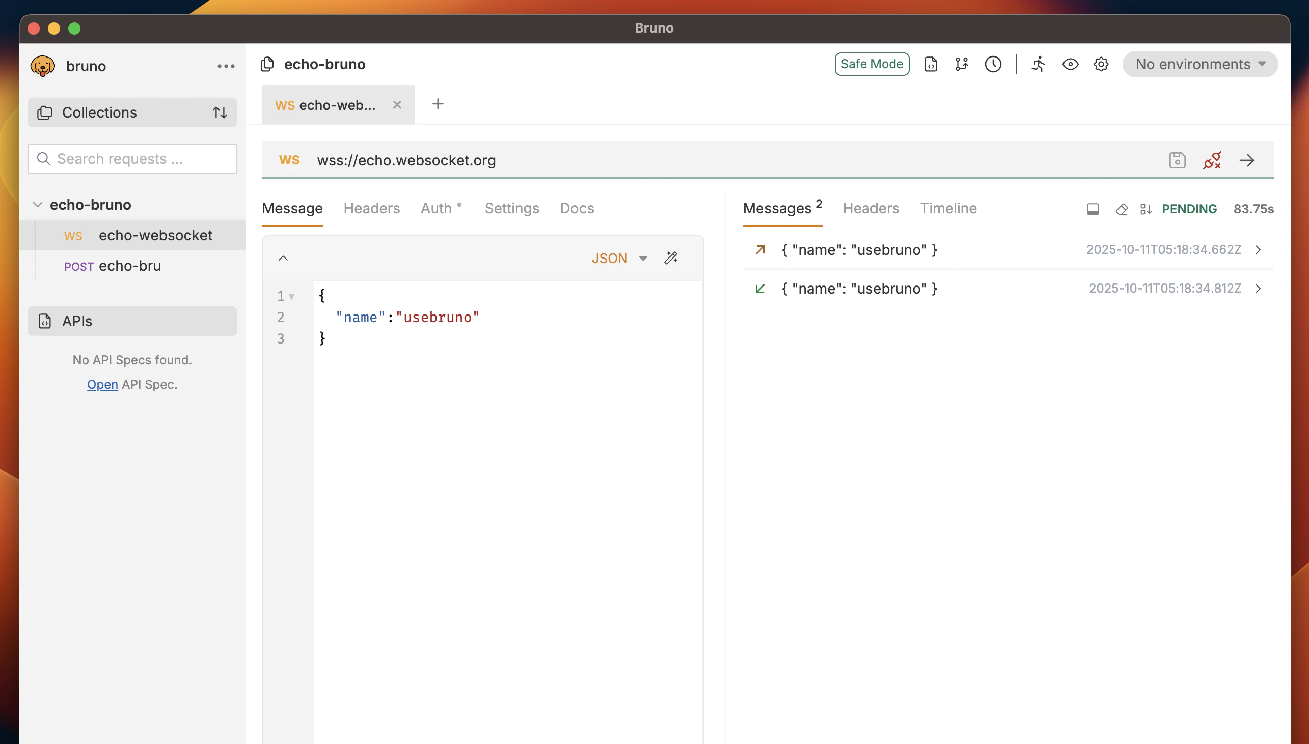 Send WebSocket Request