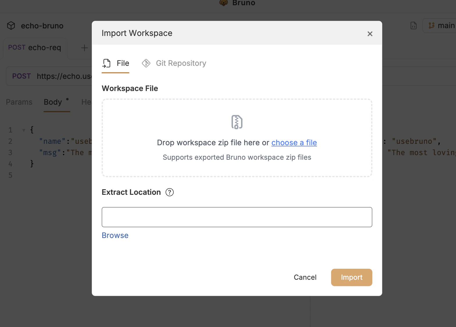 Import Workspace from ZIP