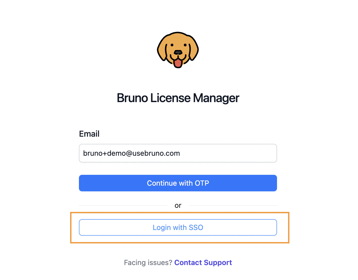 Login with SSO in Bruno License Portal