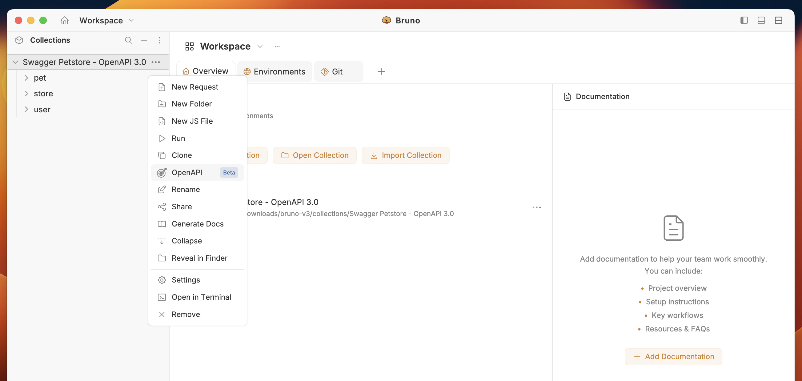 Click context menu and select OpenAPI Sync
