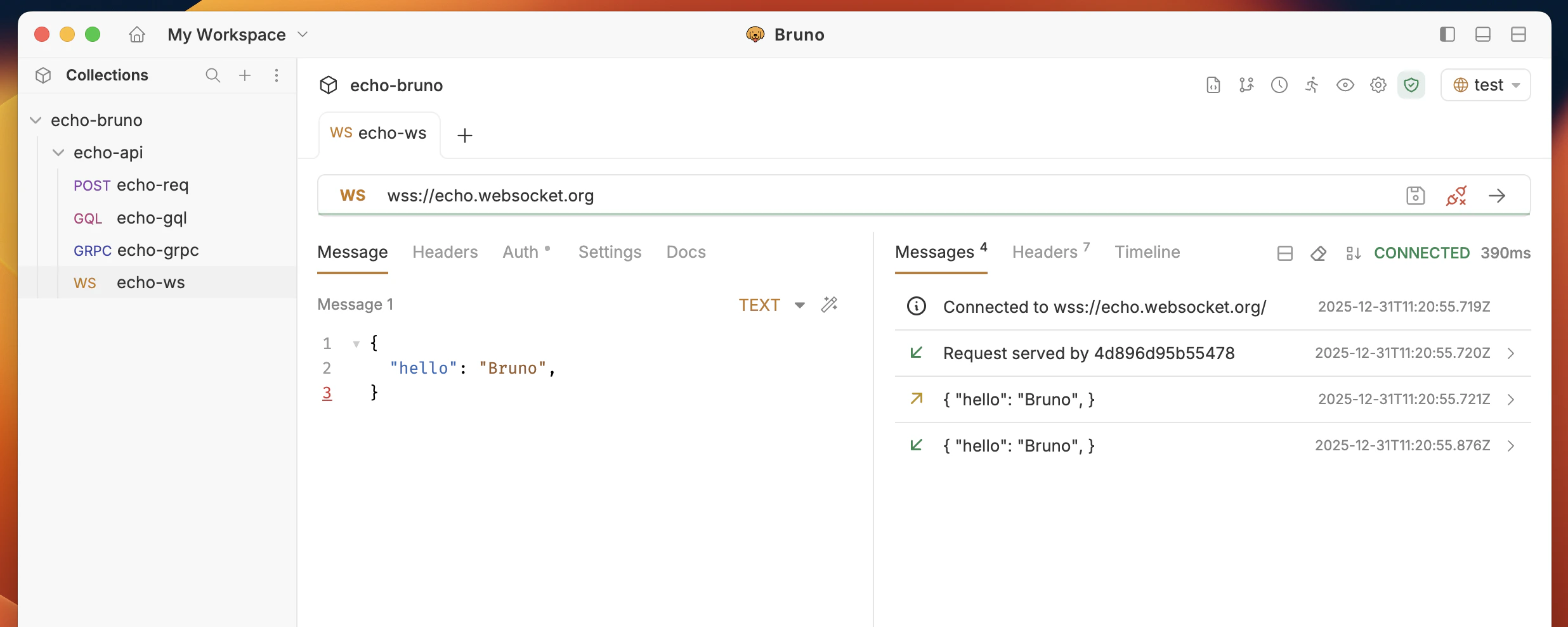 Send WebSocket Request