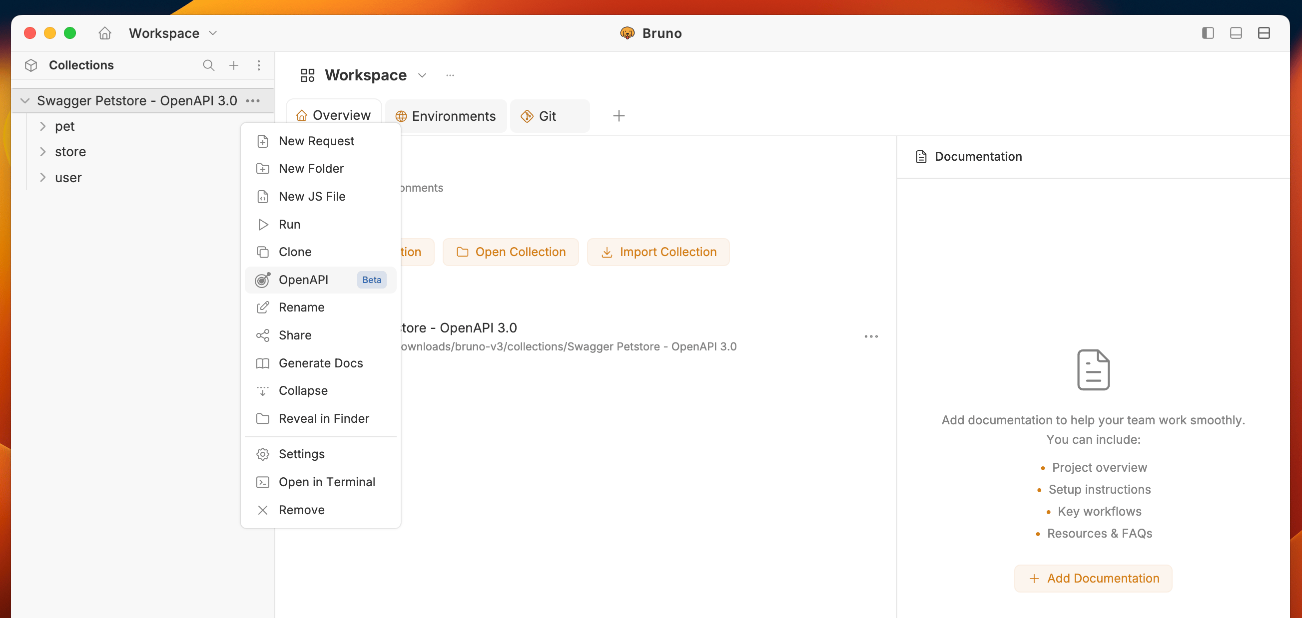 Click context menu and select OpenAPI Sync