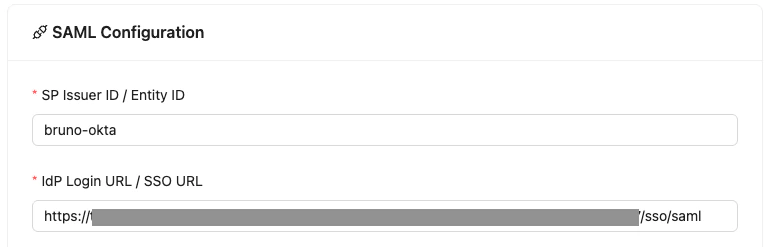 Paste SSO URL into Bruno SSO settings