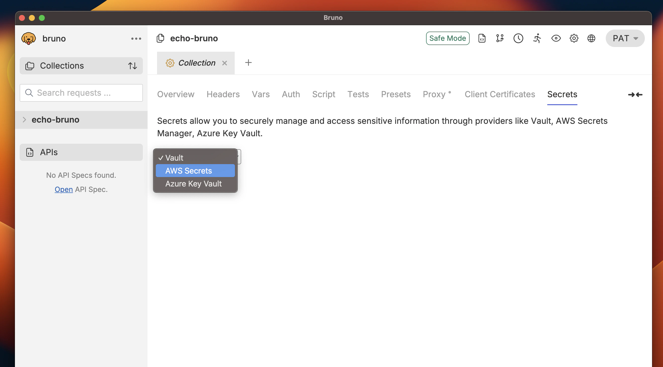 Select AWS Secrets Manager Provider