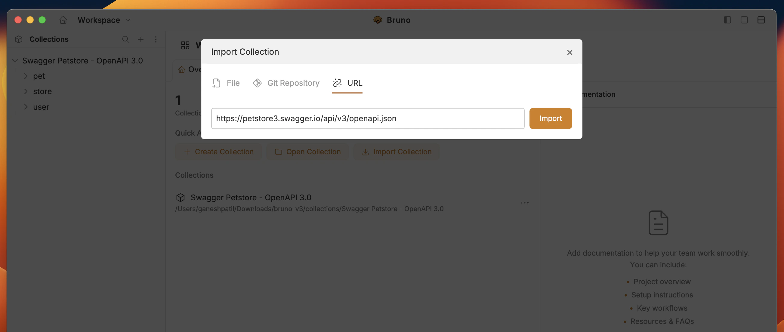 Import new collection with OpenAPI Sync