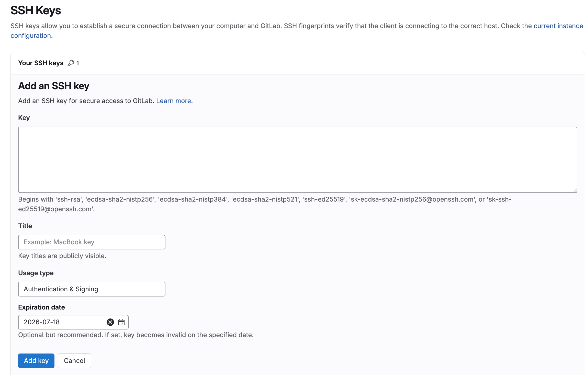 gitlab-add-ssh-key