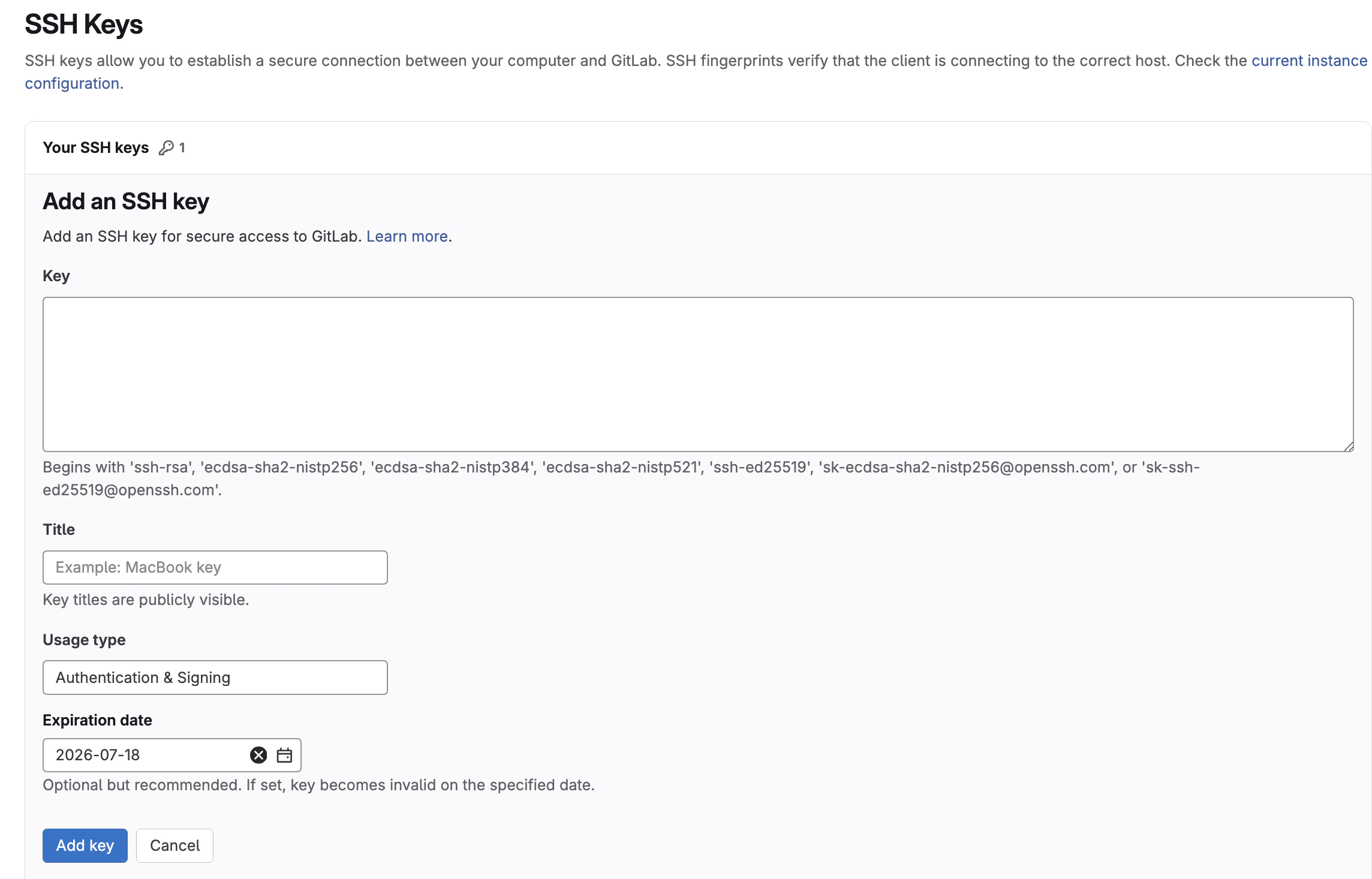 gitlab-add-ssh-key
