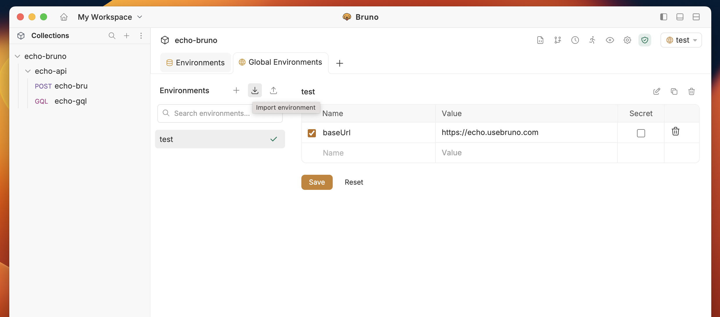 Export env