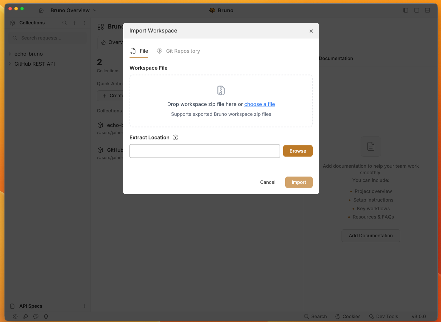 Import Workspace